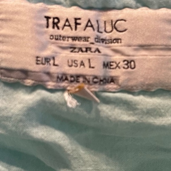 ZARA Trafaluc Mint Green Draw string Waist Spring Hooded Jacket Sz M -Sz L Label - Picture 3 of 9